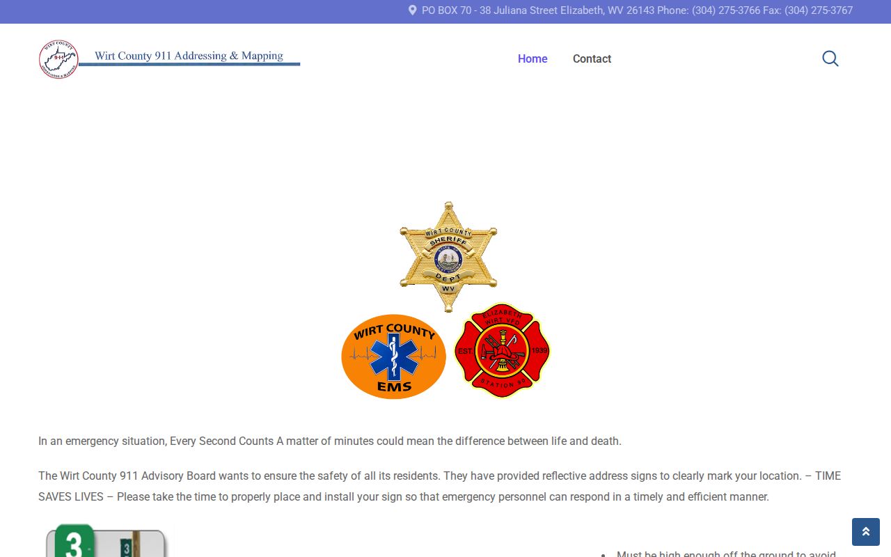 Wirt County property records address context from the 911 Addressing and Mapping office