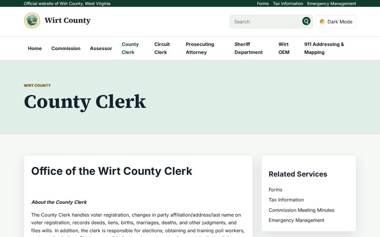 Wirt County property records at the County Clerk public terminal