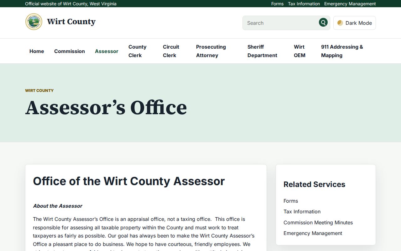 Wirt County property records showing West Virginia assessed value at 60 percent